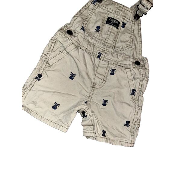 OshKosh B'gosh Baby Overalls Skull Print‎ Cotton Shortalls - Picture 3 of 8